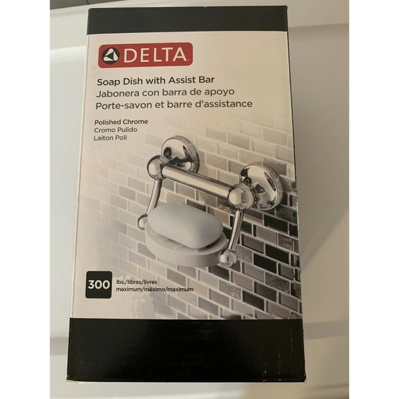 New Delta Faucet DF701PC Bath Hardware Accessory Soap Dish with Assist Bar - Picture 2 of 5